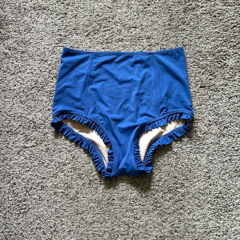 Kortni Jeane High Waisted All Ruffled Up Bottoms Blue